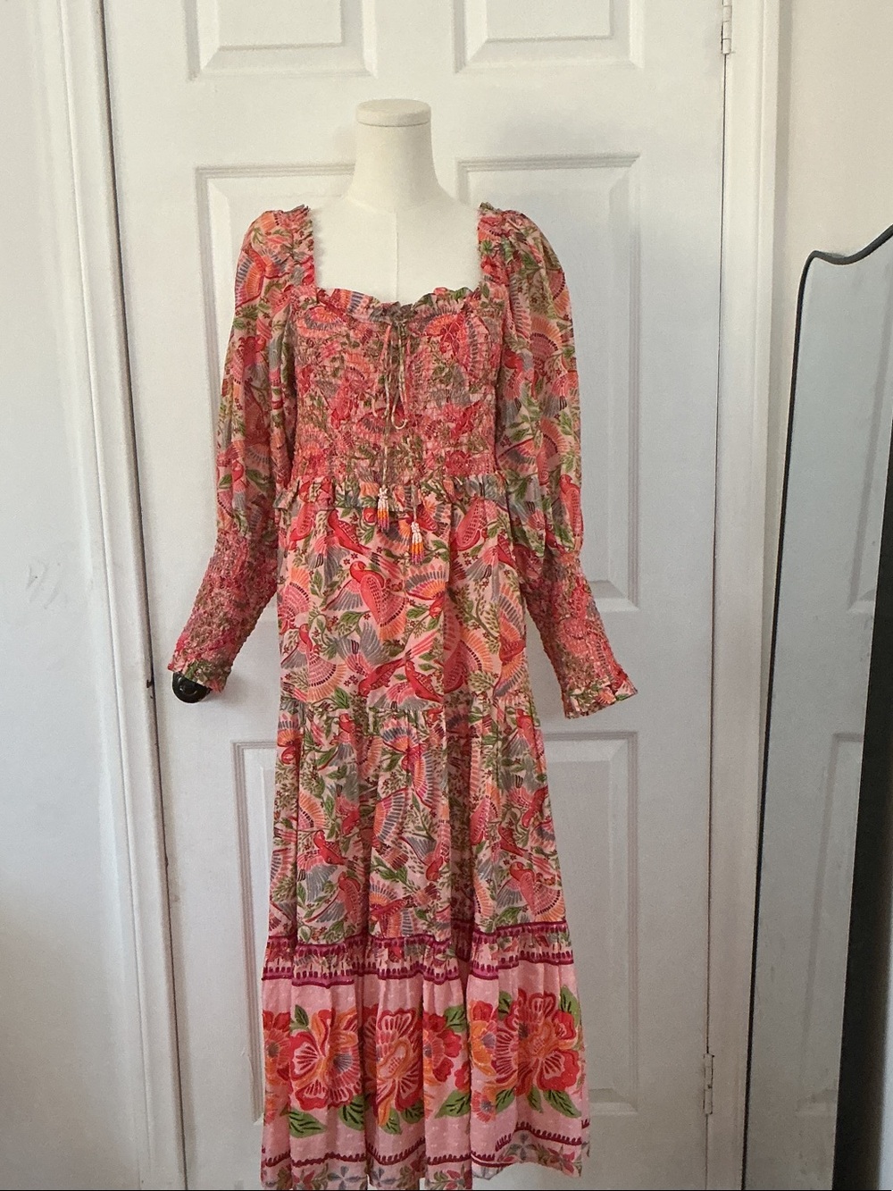 Farm rioFloral Pink Long Sleeve Maxi Dress